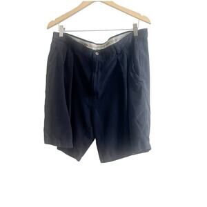 Tommy Bahama Size 38 Shorts Relax Chino 100% Silk Pleated Black Pockets